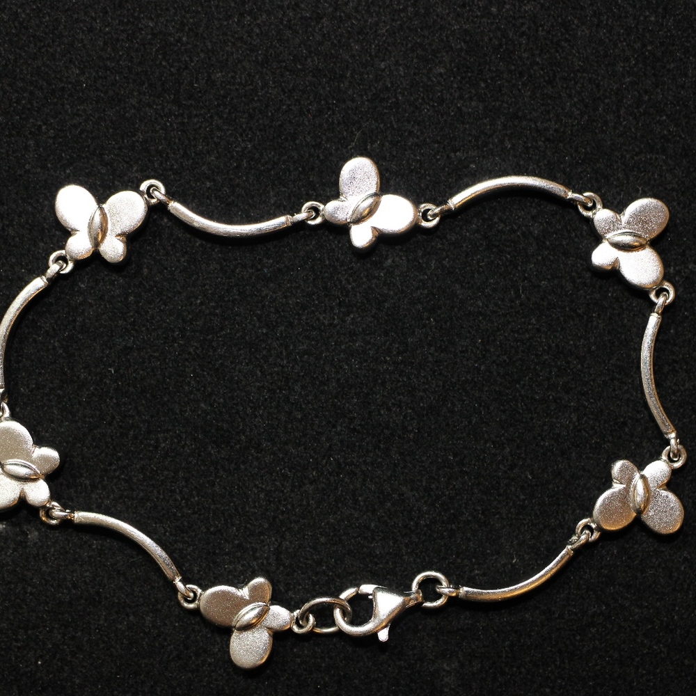 Sterling Silver 925 Butterfly Link Bracelet